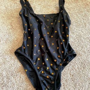 Speedo one piece gold polka dot bathing suit Sz 6